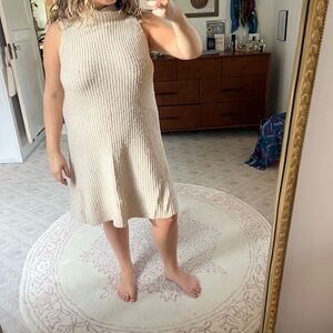 A New Day Beige Ribbed Mini Dress